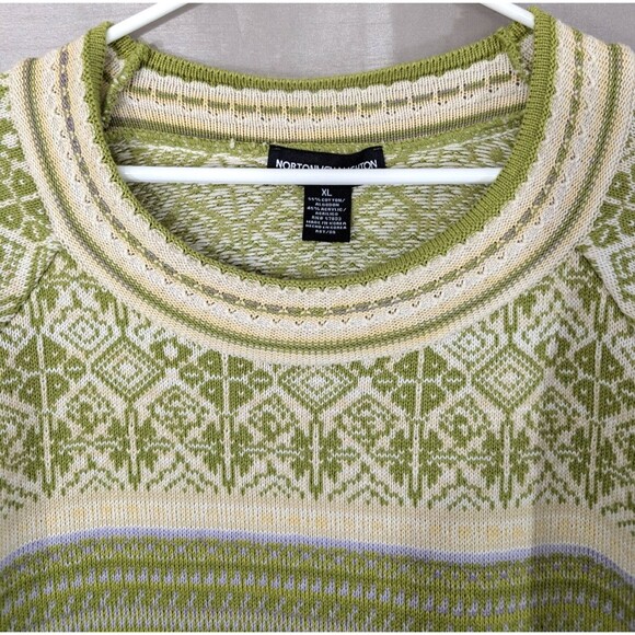 Norton Mcnaughton Women XL Scandanavian Print Ski Sweater Cotton Blend Bohemian - Picture 8 of 15